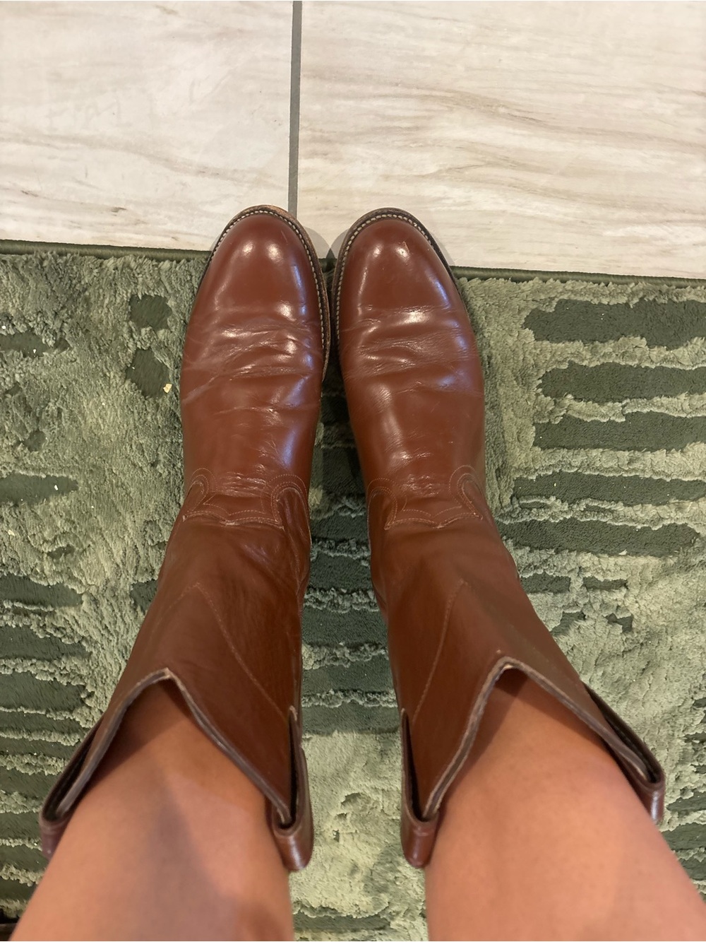 Vintage Justin Brown Leather Western Roper Boots - Size 7